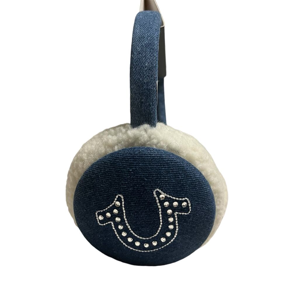 NWT TRUE RELIGION DENIM RHINESTONE EARMUFFS